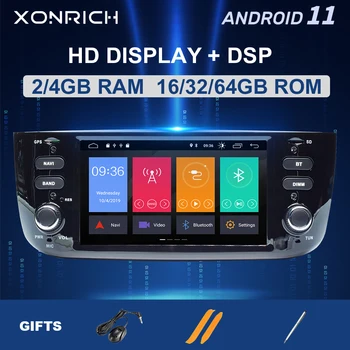 AutoRadio 1 Din Android 11 de Carro DVD Player Multimídia Fiat/Linea/Punto evo 2012-2015 GPS de Navegação de Áudio Estéreo DSP 4GB 64GB