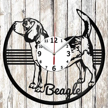 Beagle Disco De Vinil Relógio De Parede Casa De Arte, De Decoração De Design Único, Feito A Mão Dom Original De Vinil Preto Relógio Exclusivo Relógio Fã De Arte