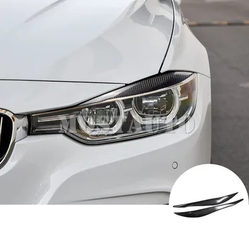 Para o BMW Série 3 F30 Real de Fibra de Carbono Exterior do Farol Cobrir a Pálpebra Sobrancelha Guarnição 2012-2018 Acessórios do Carro