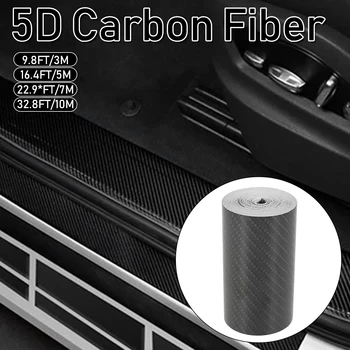 Adesivo de carro 5D Fibra de Carbono DIY Colar Protetor de Faixa Automática Soleira da Porta do Lado do Espelho Anti-risco Fita de Proteção Impermeável Filme