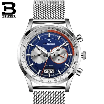 Suíça BINGER Homens do Relógio Mecânico Automático Marca de Luxo Homem de pulso de Safira Luminoso do relógio impermeável B-10017G