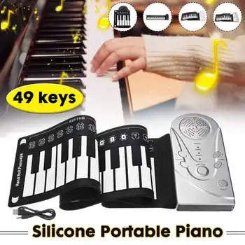 Teclado Digital Piano Portátil Flexível 49 Teclas de Silicone Flexível Eletrônico Rolo de Piano Brinquedos para as Crianças de alto-Falante interno