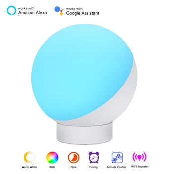 Wi-fi Smart Lâmpada de Tabela RGBW Dimmable 7W Controle do Interruptor do Temporizador Para Alexa e Google Voice luz de Controlo do ambiente de trabalho a Luz da Noite Smart Home